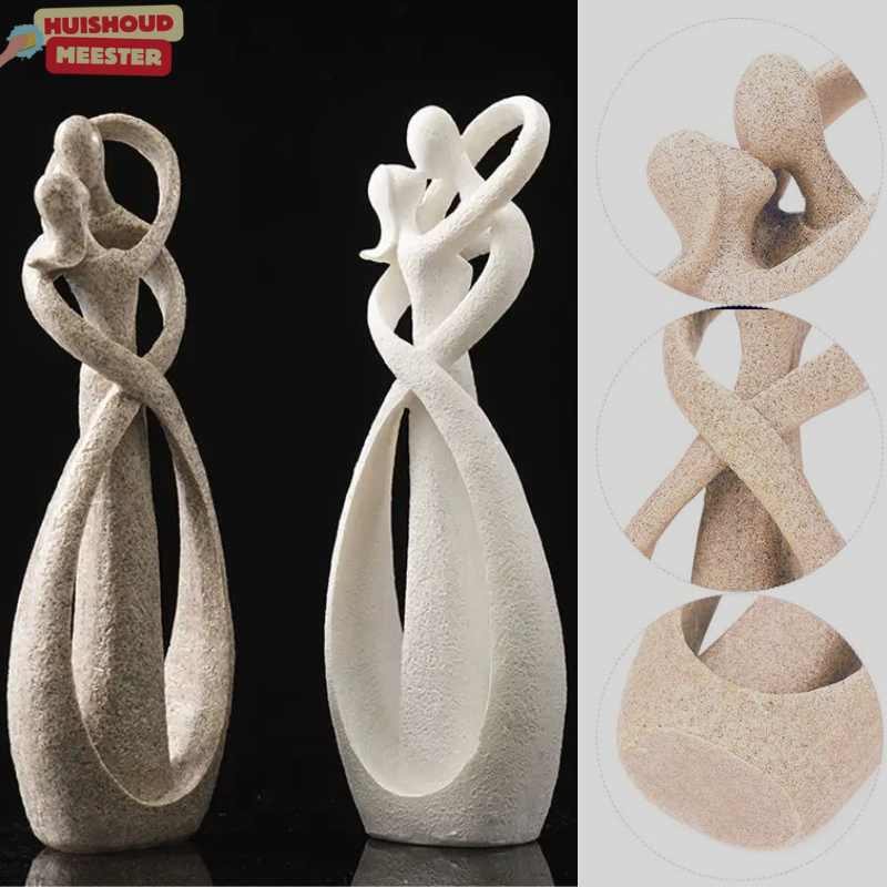 Tijdloos Abstract Beeldje | Elegante Omhelzing van Liefde | Perfect Cadeau