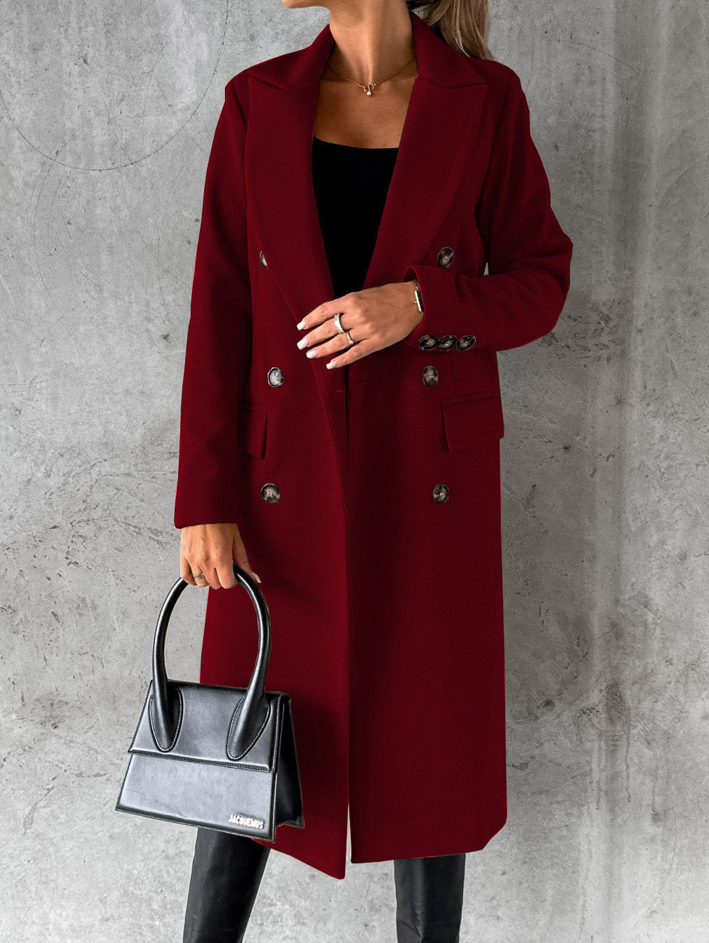 Dames Wollen Manteljas met Knopen voor Elegante Stijl