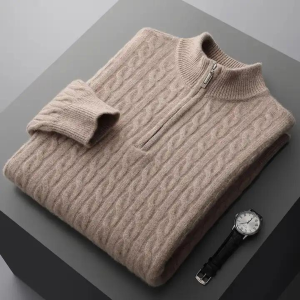 Elegante Kasjmier Zip Trui voor Mannen