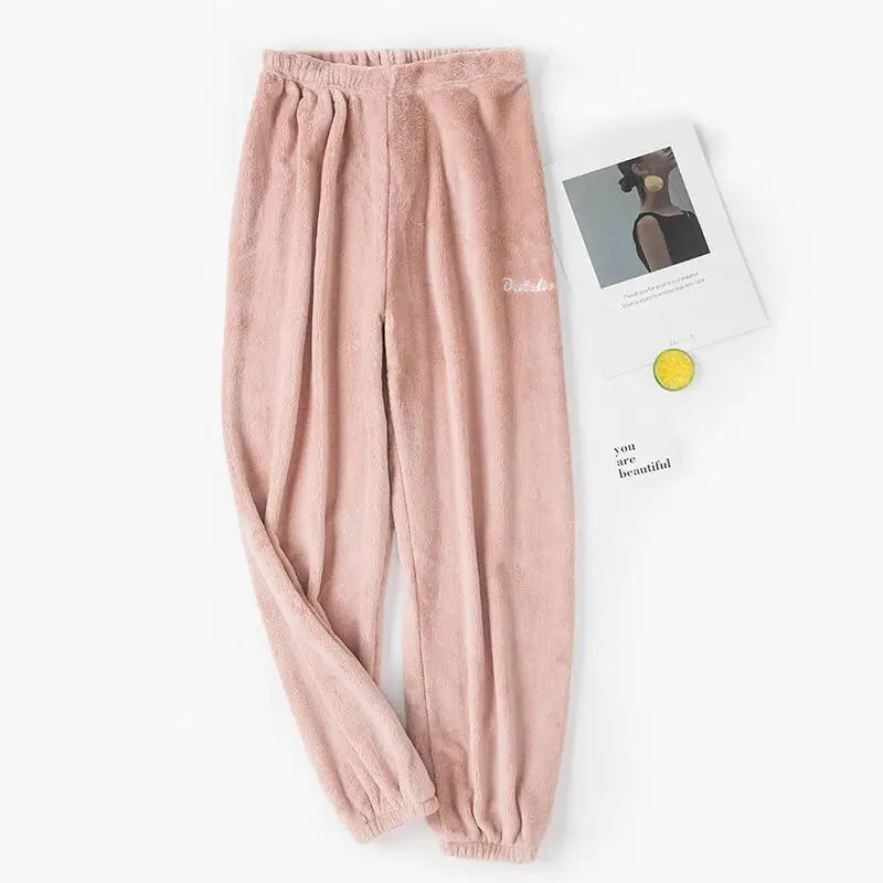 Dames warme 2-delige fleece pyjama set