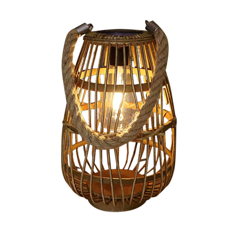 Zonne-energie Rotan Vloerlamp - Waterdichte Buitenverlichting voor Tuin en Patio