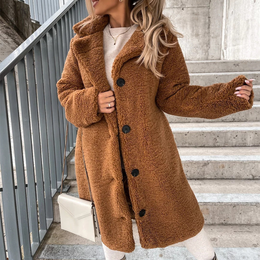 Stijlvolle Pluizige Winterjas voor Vrouwen | Elegante Lange Jas