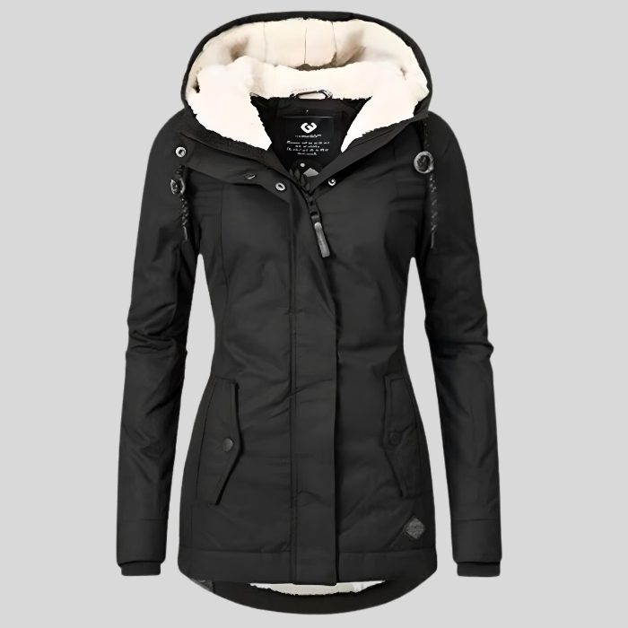 Lange Waterdichte Winterjas met Capuchon en Warme Voering