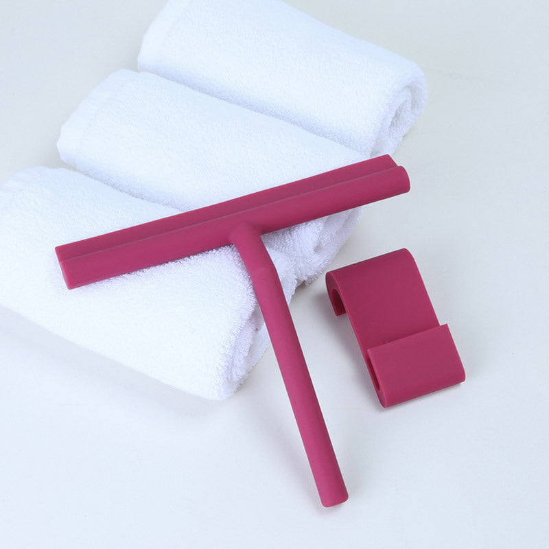 Silicone Shower Squeegee with Holder - Streak-Free Glass and Tile Cleaner