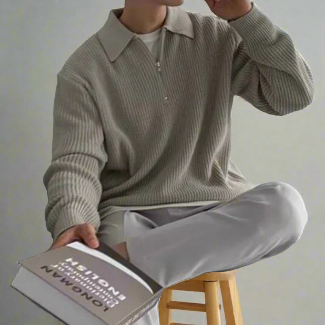 Half Zip Polo Sweater voor heren - Stijlvolle Casual Trui