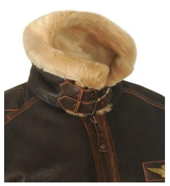 Pilotenjack voor de winter met imitatiebontvoering