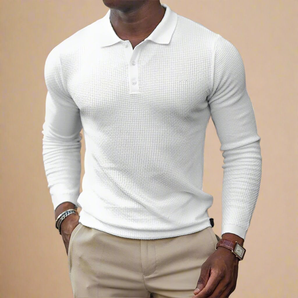Stijlvolle Longsleeve Gebreide Polo voor Heren - Business Casual