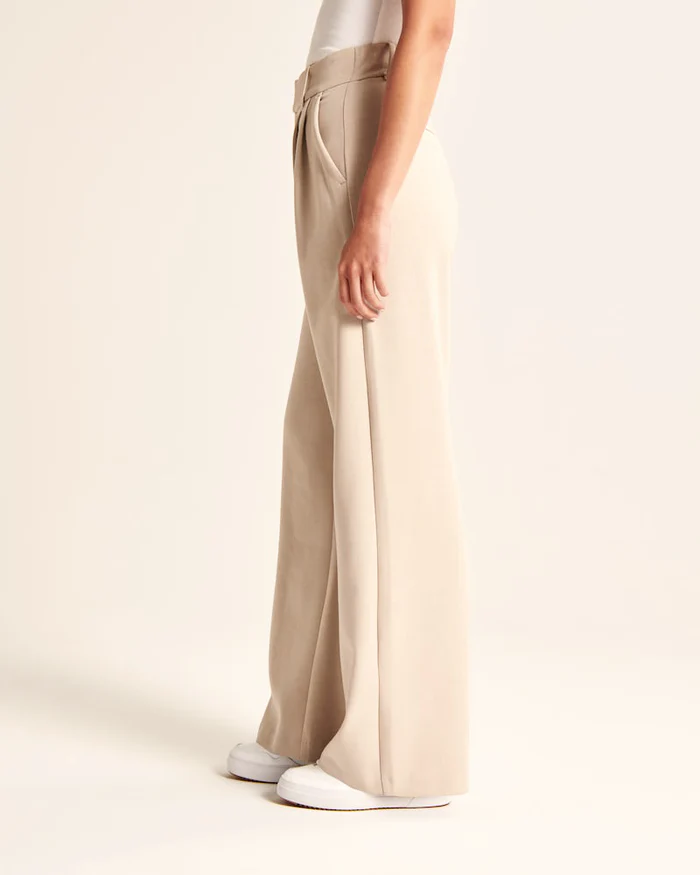 Casual Damesbroek met Wijde Pijpen en Hoge Taille
