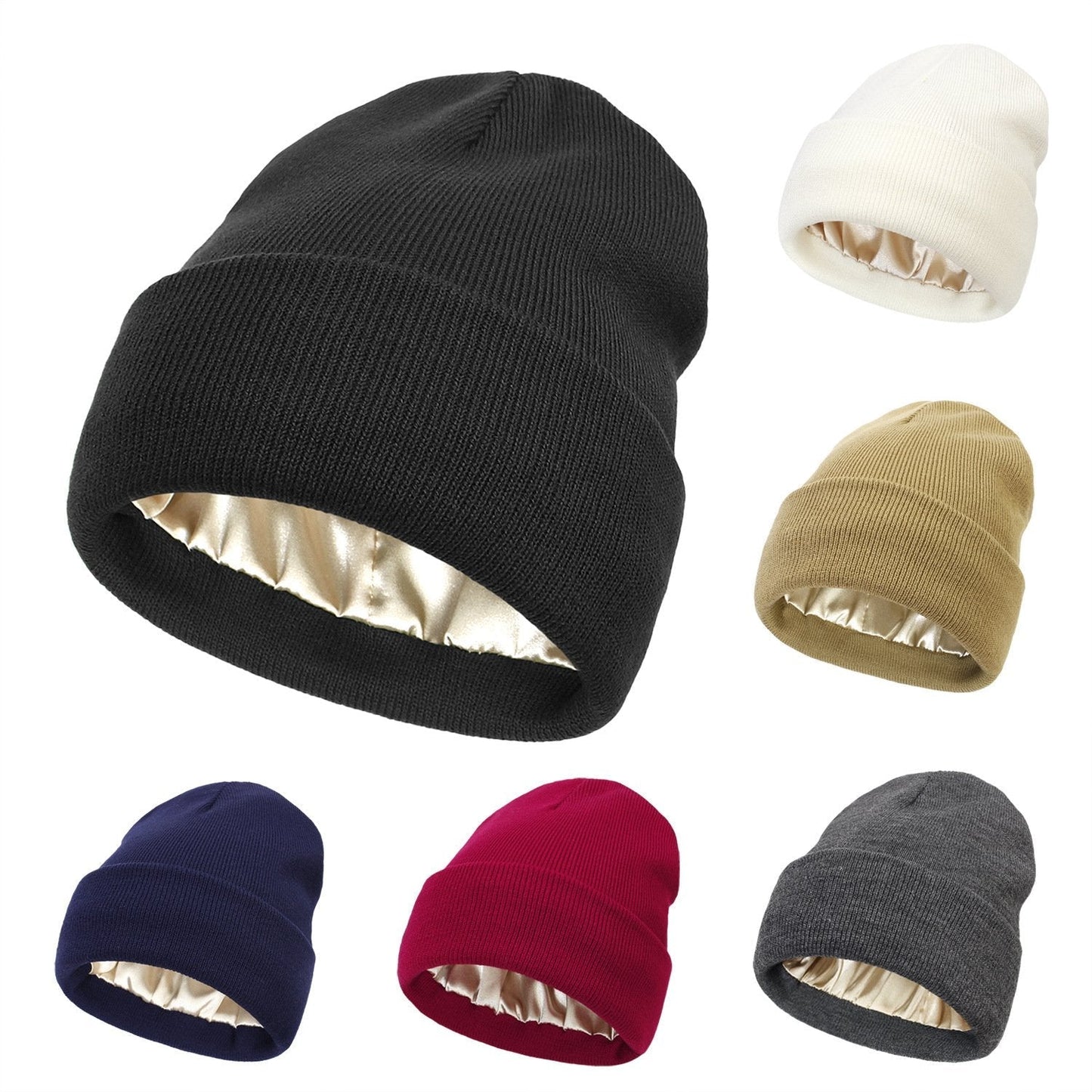 Luxe Satijnen Beanie - Zijden Voering voor Haarbescherming en Comfort