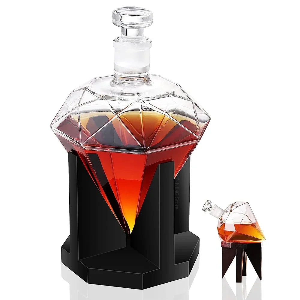 Diamant Whiskey Karaf - 1000ml met Houten Houder