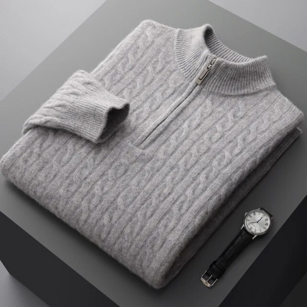 Elegante Kasjmier Zip Trui voor Mannen