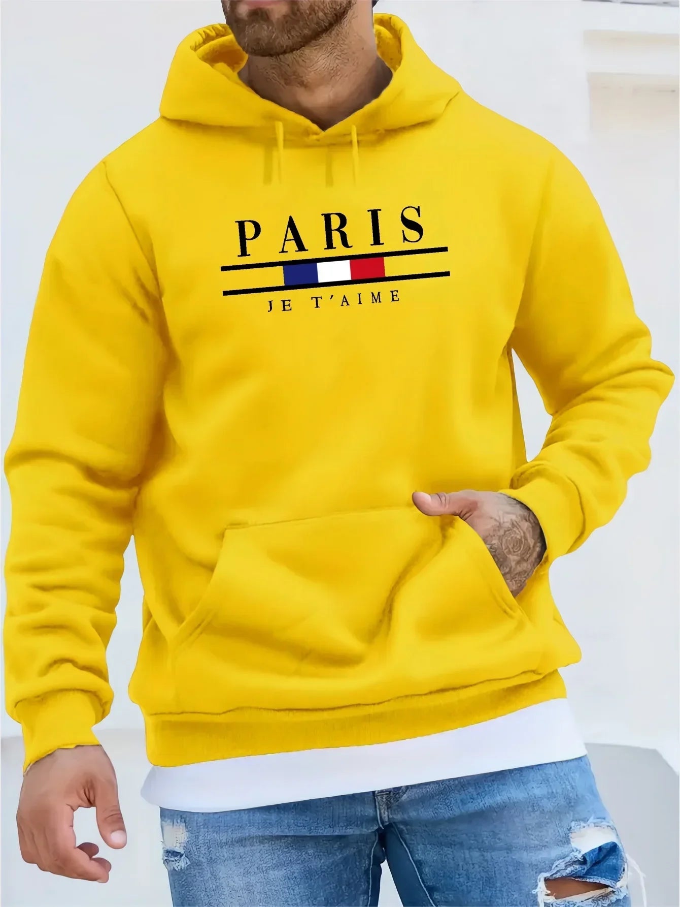 Heren fleece hoodie van polyester met capuchon