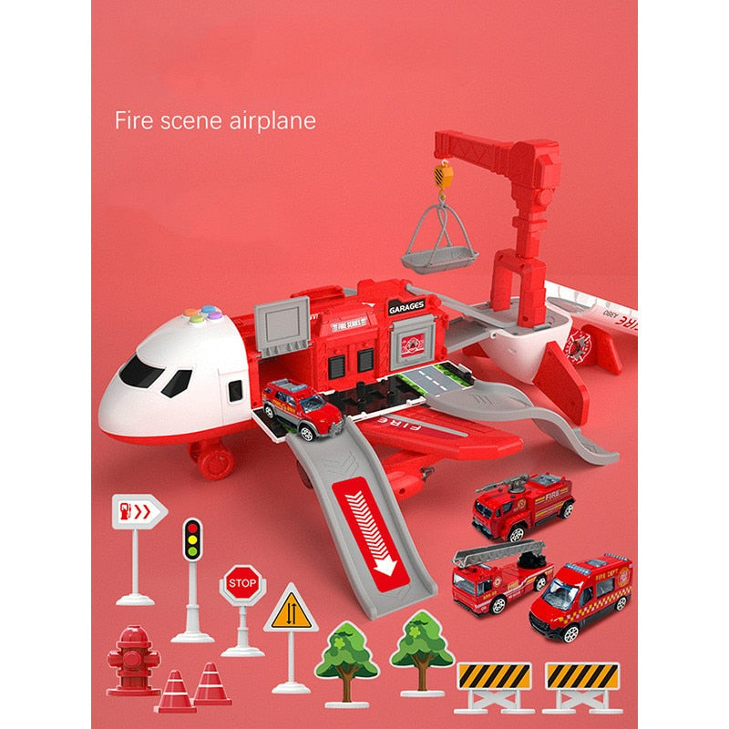 Adventure Plane Playset for Kids - Includes Large Plane and 6 Mini Construction Vehicles