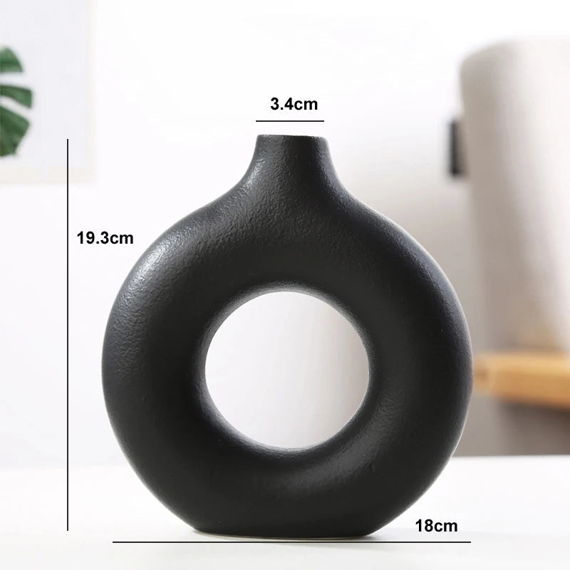 Keramische Donut Vaas | Scandinavische Bloempot voor Interieur
