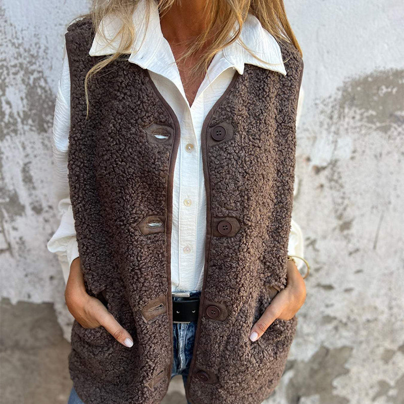 Dames Mouwloze Bodywarmer Bruin voor Herfst