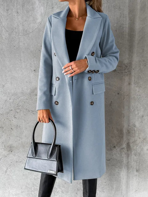 Dames Wollen Manteljas met Knopen voor Elegante Stijl