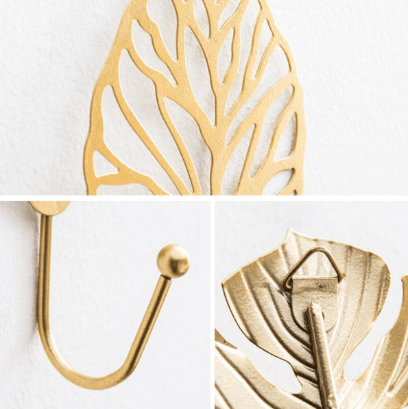 Wandhaak Nordic Stijl met Gouden Bladeren
