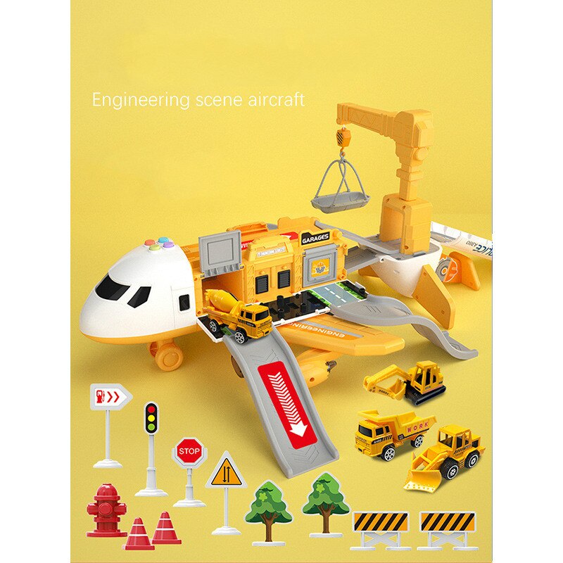 Adventure Plane Playset for Kids - Includes Large Plane and 6 Mini Construction Vehicles