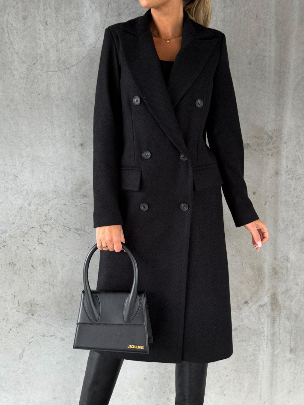 Dames Wollen Manteljas met Knopen voor Elegante Stijl
