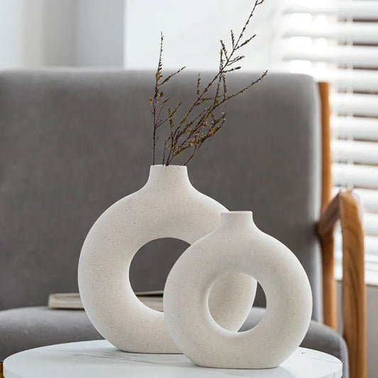 Keramische Donut Vaas | Scandinavische Bloempot voor Interieur
