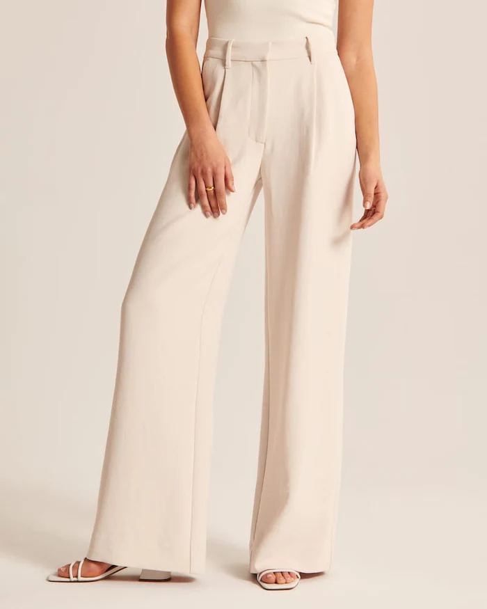 Casual Damesbroek met Wijde Pijpen en Hoge Taille