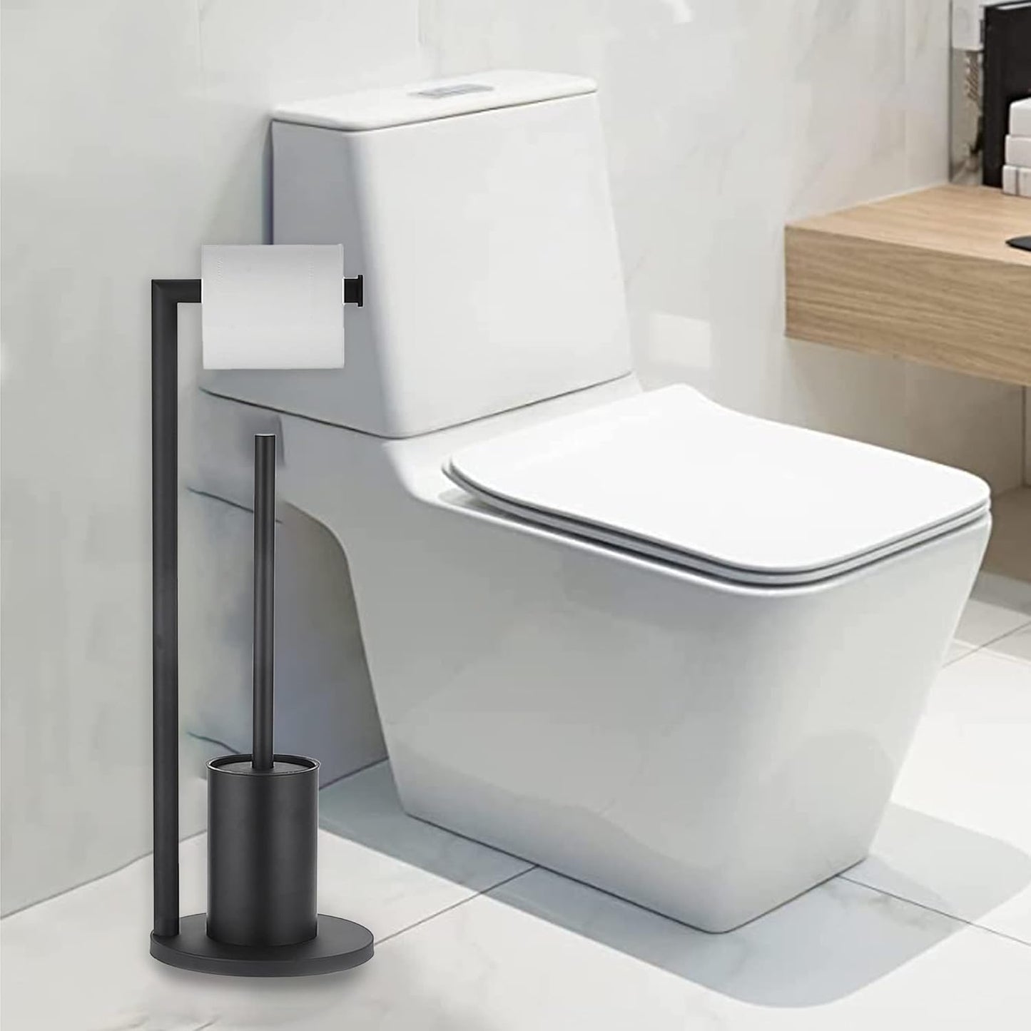 Toiletpapierhouder met geïntegreerde borstel - Ruimtebesparend en stijlvol!