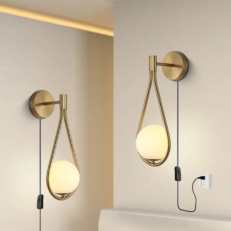 Zwarte LED Wandlamp met Stekker en Schakelaar voor Slaapkamer