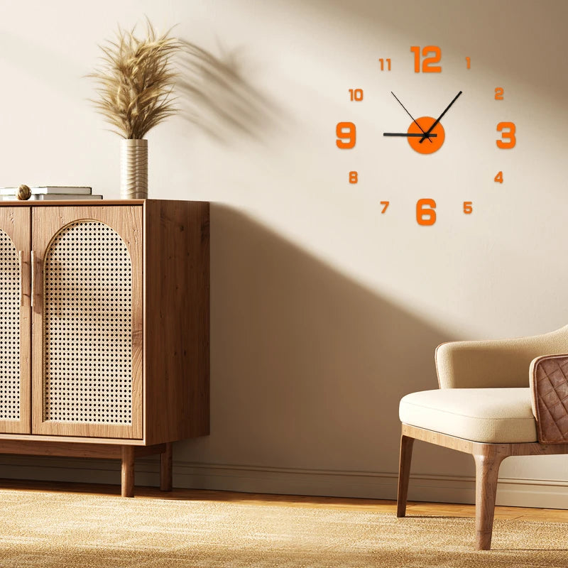 Frameloze DIY Wandklok - Stille Muurdecoratie voor Thuis en Kantoor