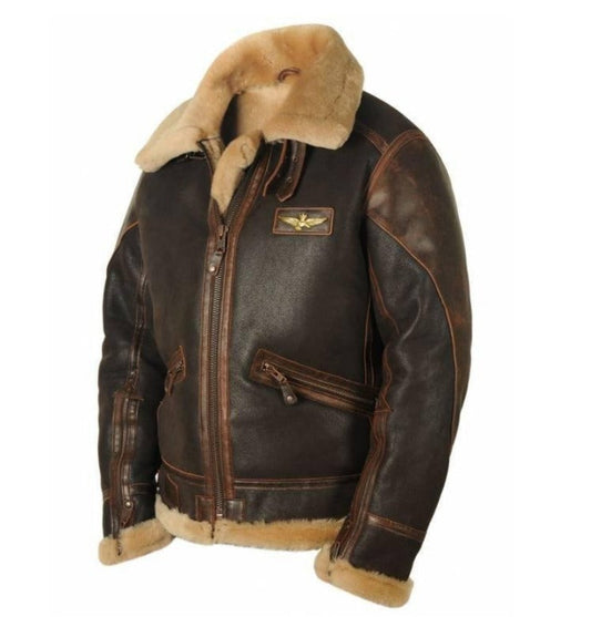 Pilotenjack voor de winter met imitatiebontvoering