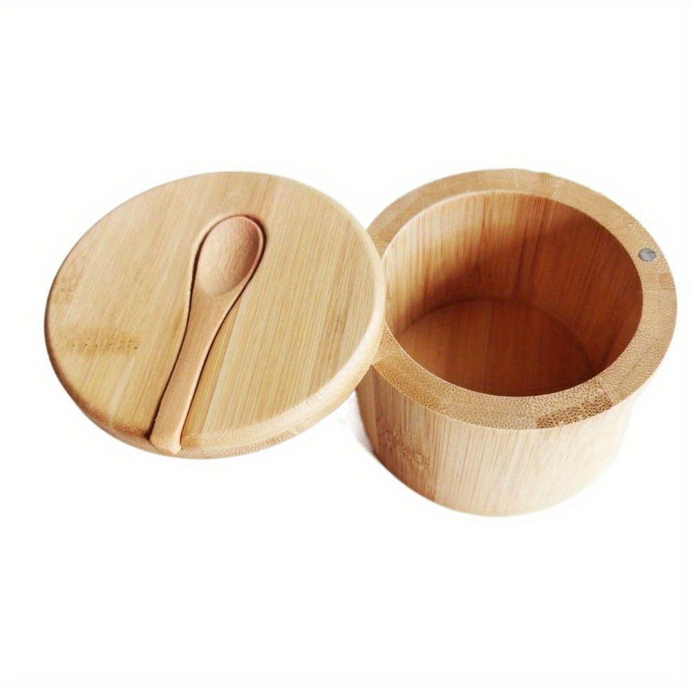 Wooden Salt Box with Lid | Herb and Spice Storage Jar
