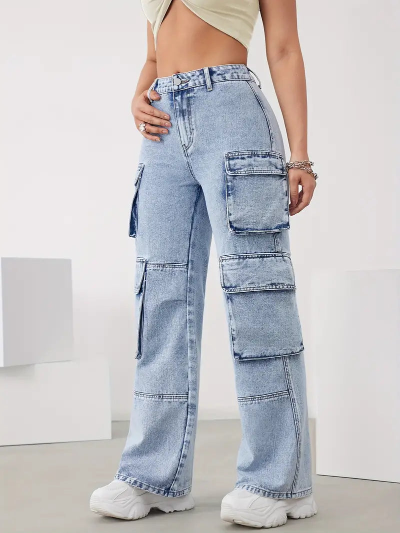Stijlvolle Wijde Pijp Denim Broek voor Dames
