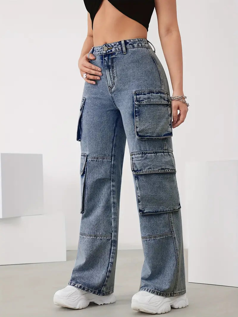 Stijlvolle Wijde Pijp Denim Broek voor Dames