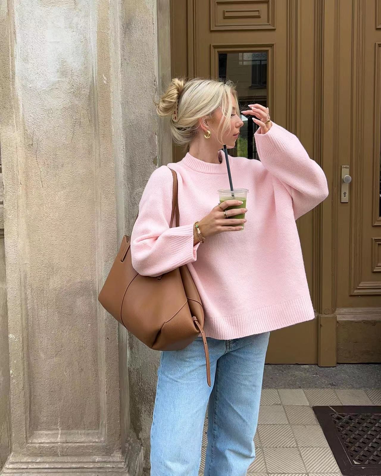 Warme gebreide dames sweater voor stijl en comfort