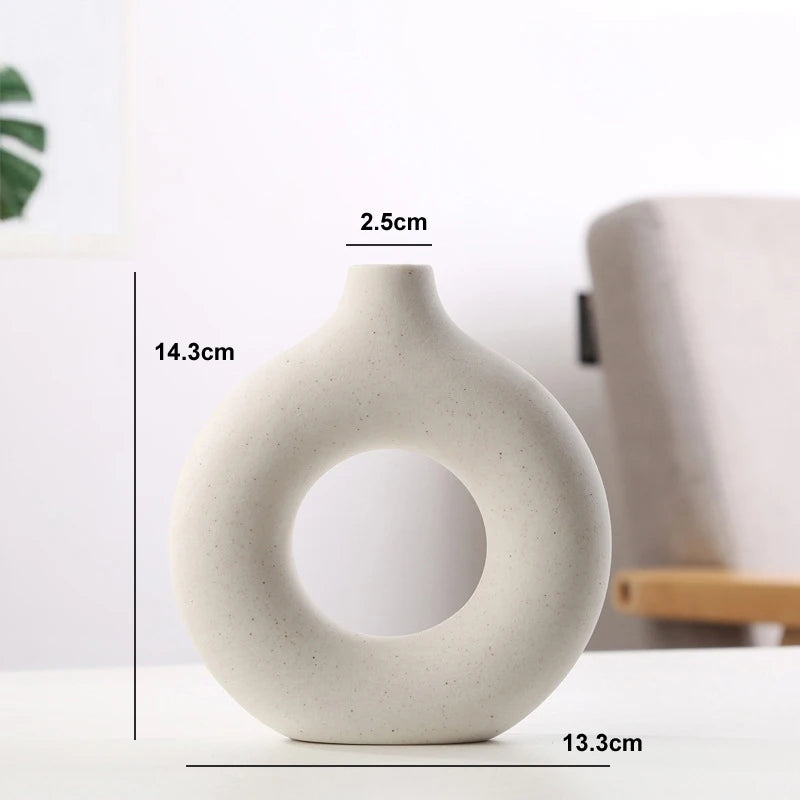 Keramische Donut Vaas | Scandinavische Bloempot voor Interieur