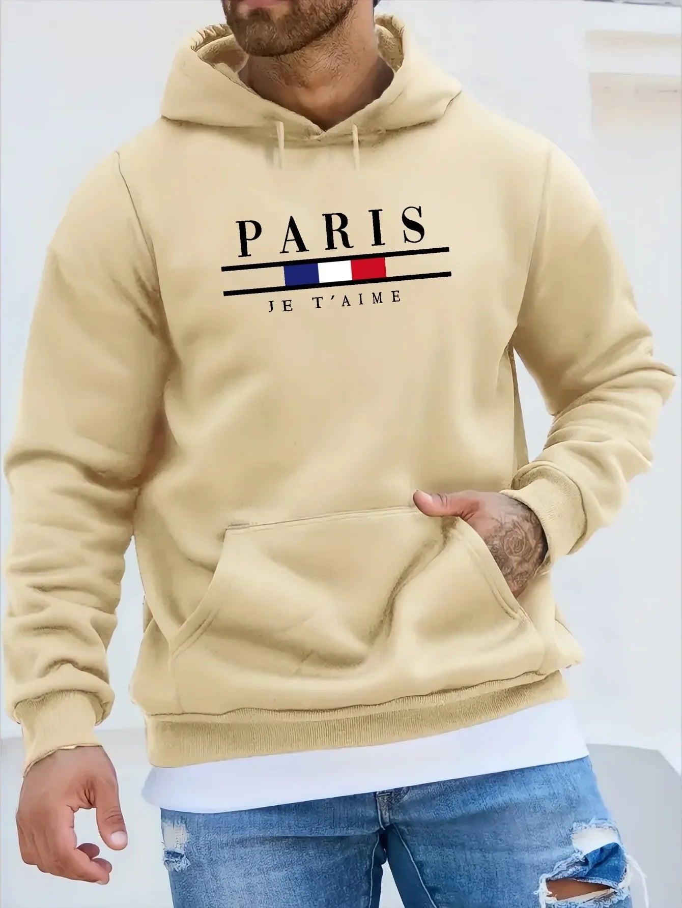 Heren fleece hoodie van polyester met capuchon