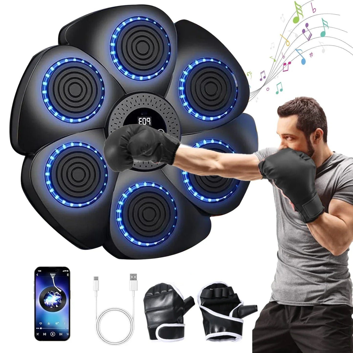 Boks Trainingsmachine met LED Doelen en Muziek