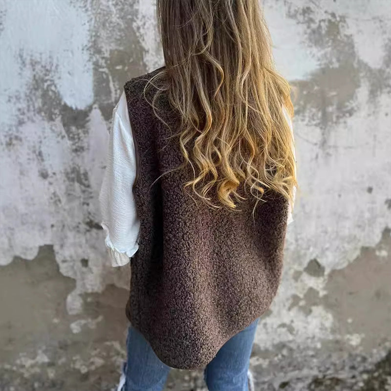 Dames Mouwloze Bodywarmer Bruin voor Herfst
