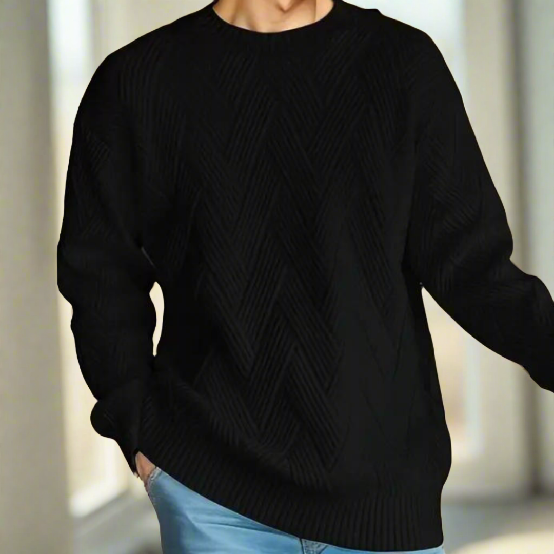 Trendy Zigzag Gebreide Sweater voor Heren | Stijlvolle en Comfortabele Trui