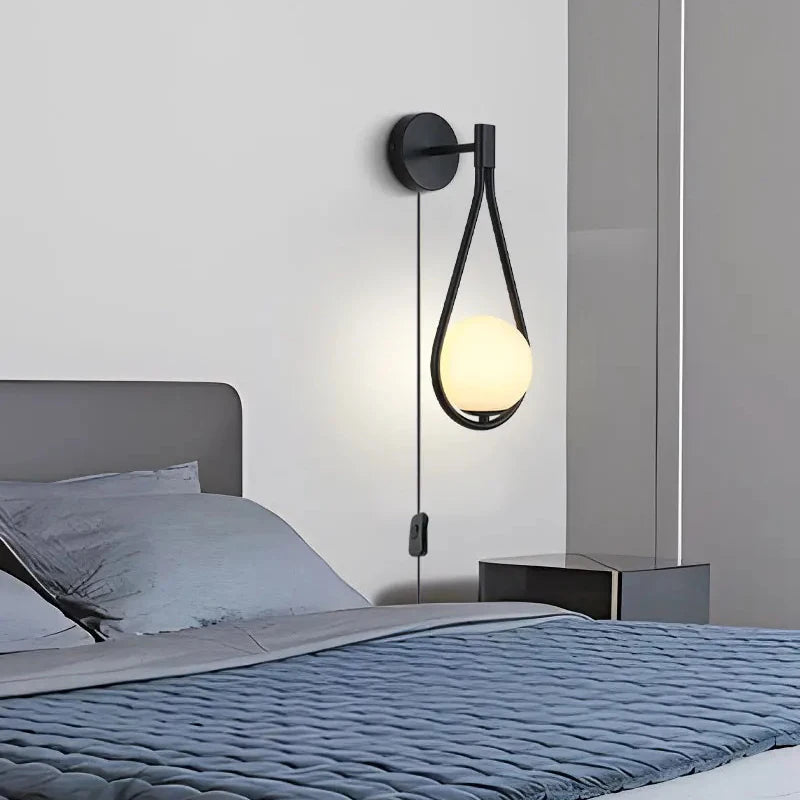 Zwarte LED Wandlamp met Stekker en Schakelaar voor Slaapkamer