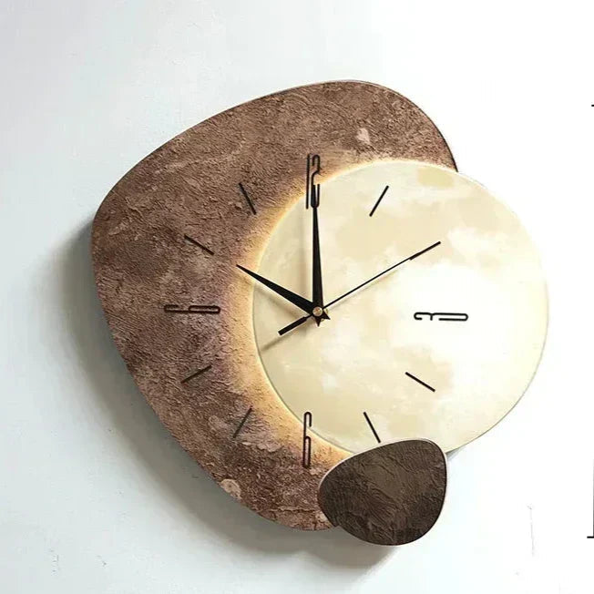 Moderne Decoratieve Wandklok van Natuurlijk Hout met Stille Mechanisme