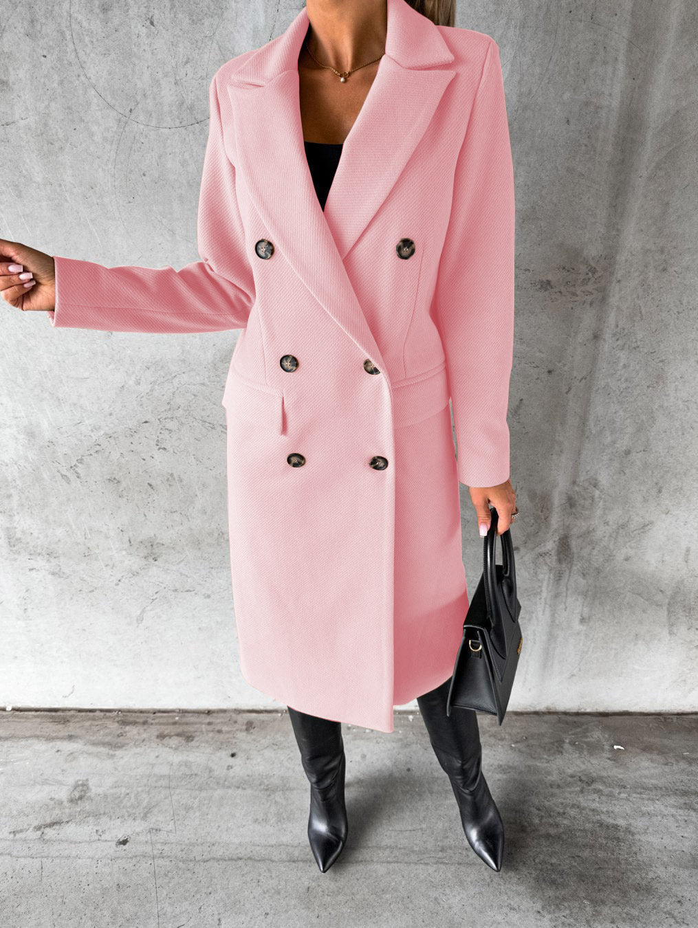 Dames Wollen Manteljas met Knopen voor Elegante Stijl