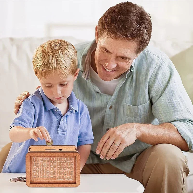 Houten Spaarbox met Doelen en Telgereedschap – Duurzaam en Educatief