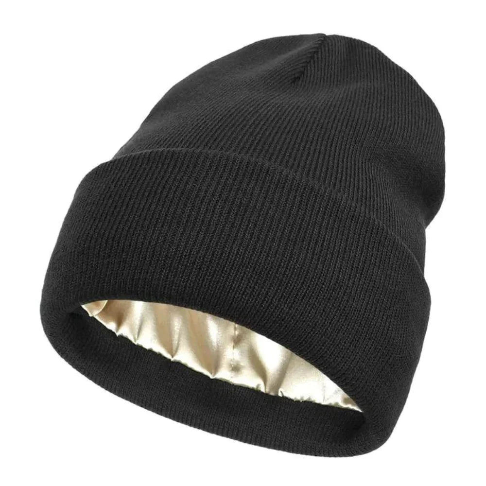 Luxe Satijnen Beanie - Zijden Voering voor Haarbescherming en Comfort