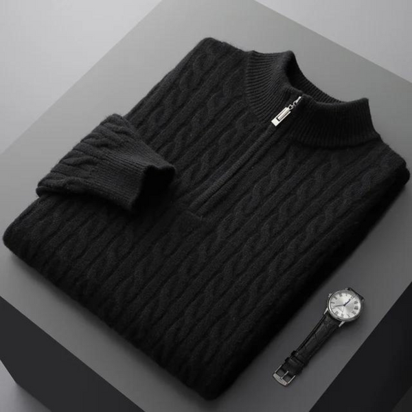 Elegante Kasjmier Zip Trui voor Mannen