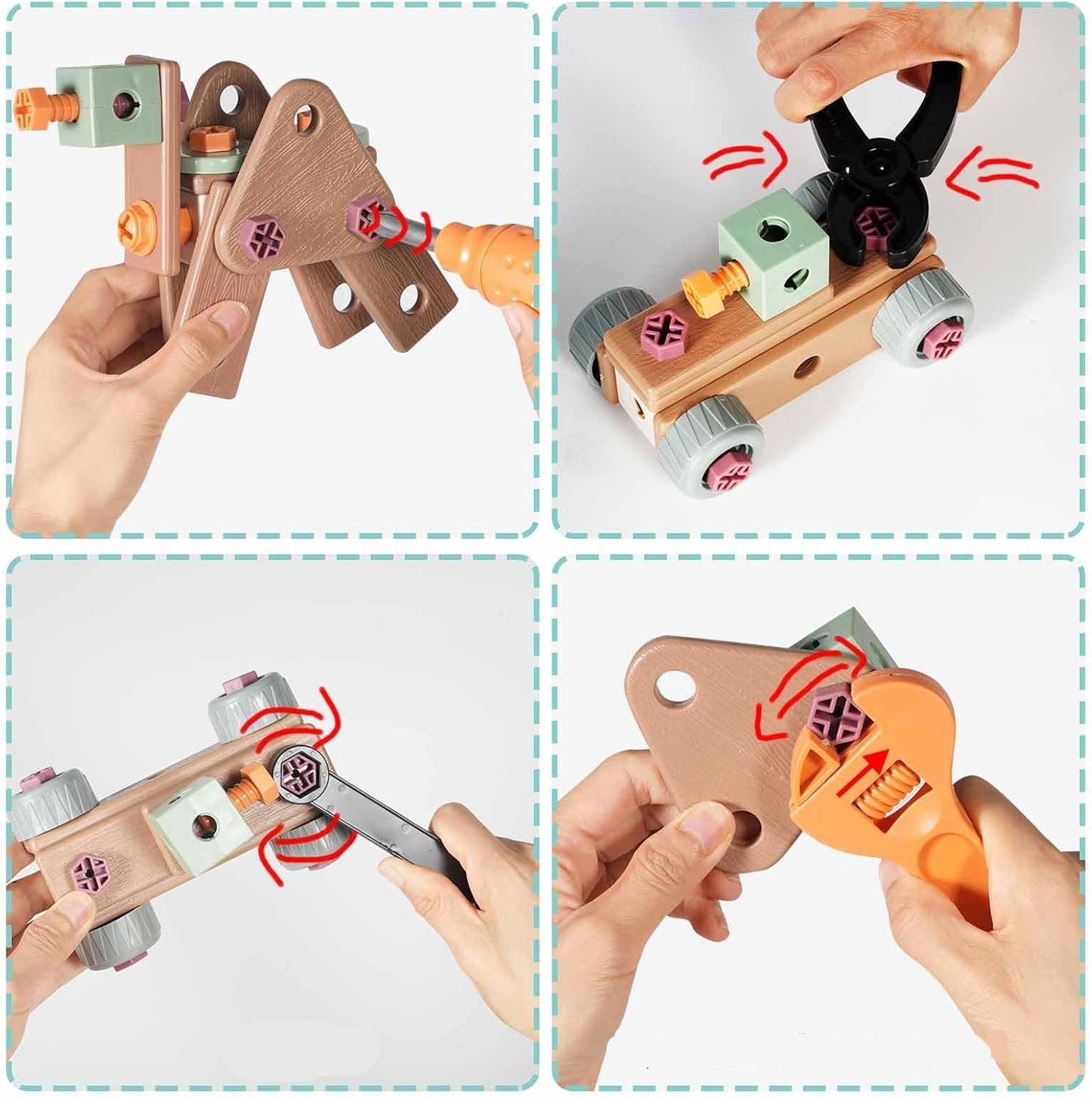 100 Piece Construction &amp; Tool Set for Kids - Stimulates Creativity and Motor Skills