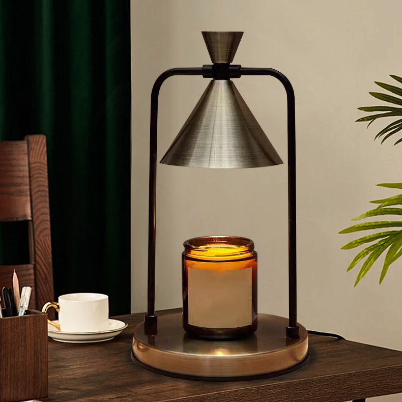 Retro Kegelvormige Kaarsverwarmer met Stalen Basis - Veilig & Stijlvol Interieurdecoratie