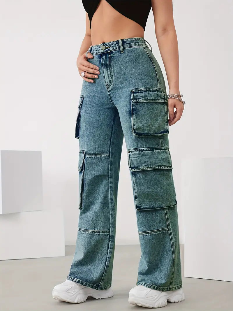 Stijlvolle Wijde Pijp Denim Broek voor Dames