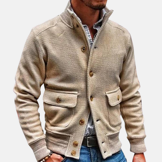 Stijlvolle polyester jas met opstaande kraag en zakken