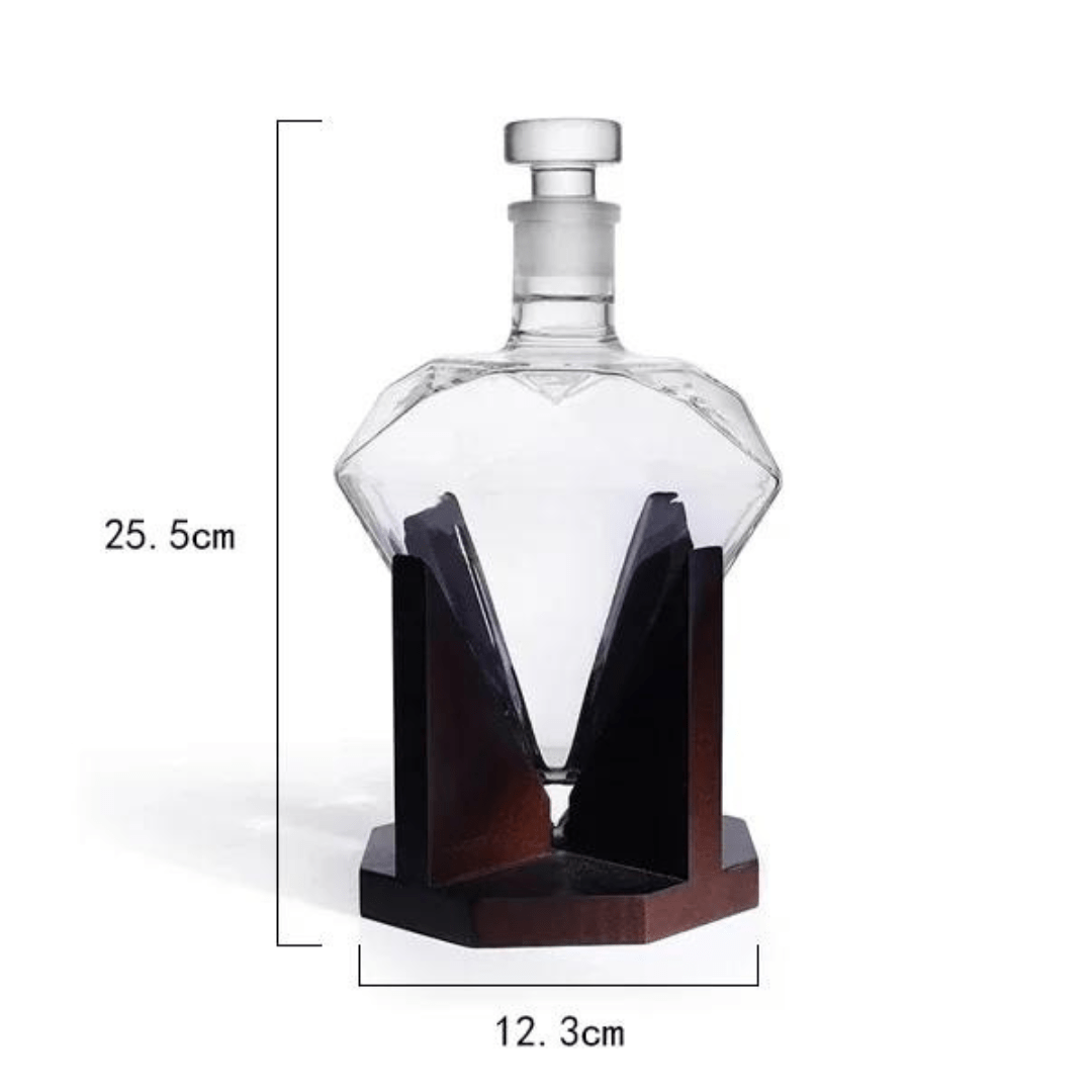 Diamant Whiskey Karaf - 1000ml met Houten Houder