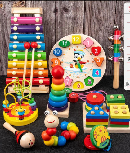 10-in-1 Wooden Playset for Toddlers - Educational and Creative Play Fun